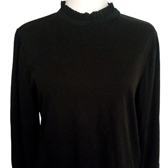 Scotch & Soda Black Ruffle High Neck Blouse Keyhole Back Size Medium - Picture 2 of 11